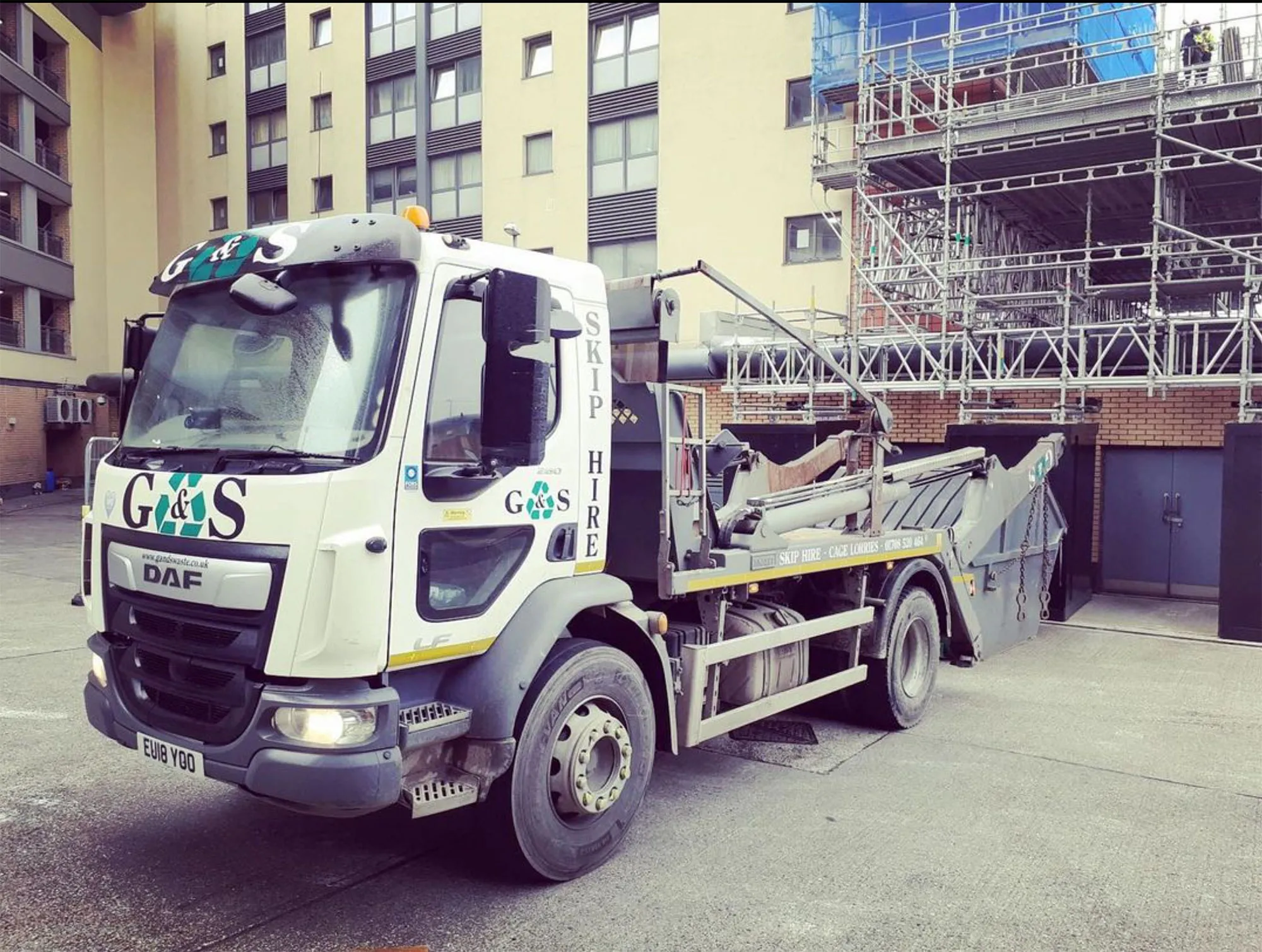 long truck on construction site
